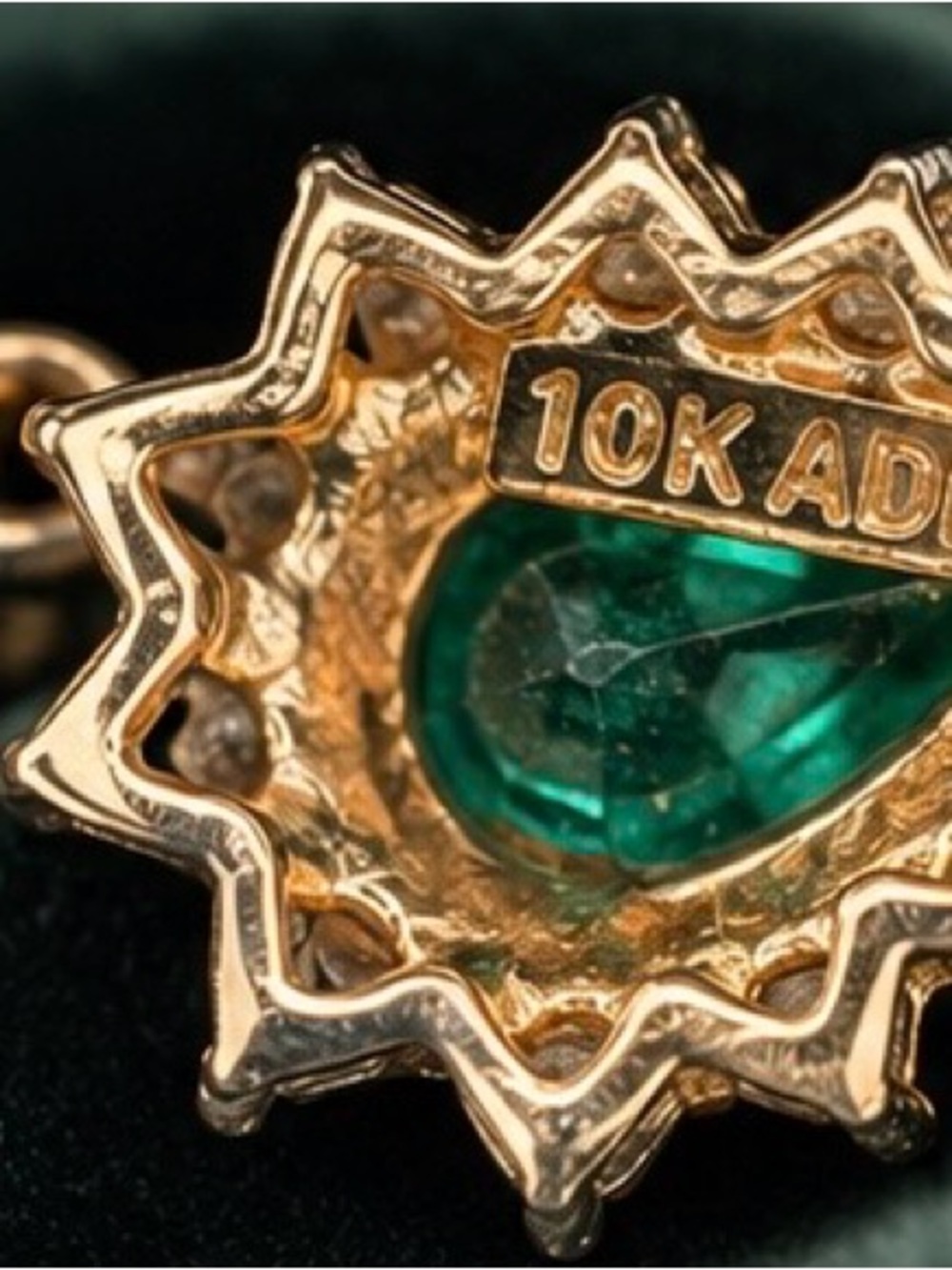 Watch Video / 10K Gold Diamond & Emerald Drop Earrings - Picture 5 of 7